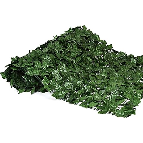 Artificial Ivy Leaf Hedge Roll 3*1M,Decorative Privacy Fence Screening Green Wall Panels,Garden Balcony Landscaping Fence,UV Fade Protection Fake Grass,Outdoor Indoor Decoration Cover