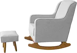 Poltrona cadeira balanço amamentação Linho Cinza- Ds Home