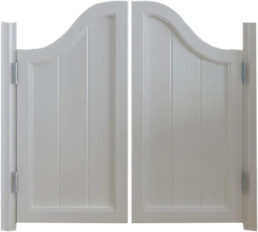 Swinging Cafe Doors Solid Wood Automatically Shut Down Space Division Fence Half Waist Door,5 Colors, 11 Sizes Customizable (Color : A, Size : 120x100cm) (White 85x90cm)