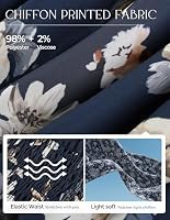 GRACE KARIN Damen Rüschenärmel V-Ausschnitt Midikleid A-Linie Blume Sommerkleid Mit Taschen Marineblau–Weiß Blumen S – Ansicht 5