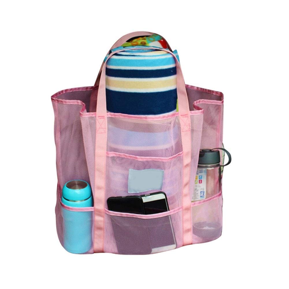 Bolsa de ducha de malla portátil de secado rápido para estudiantes universitarios, organizador de ducha para dormitorio (rosa)