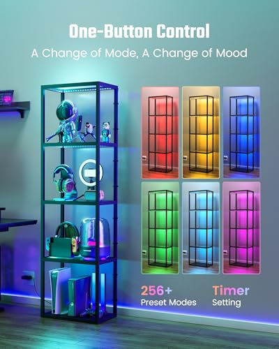 SUPERDANNY Display Cabinet with RGB Light, Remote/App Control, Dimmable LED - image 3