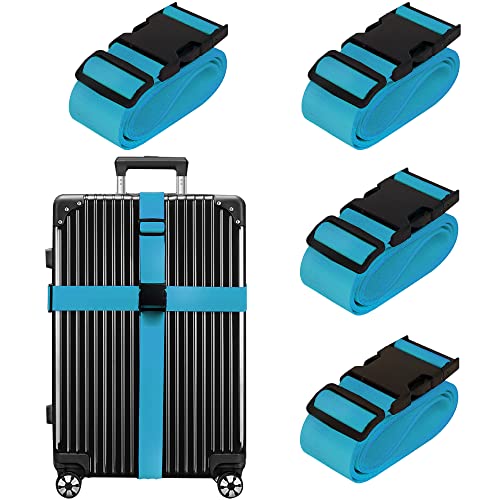 Image of Luggage Straps for Suitcases TSA Approved Travel Belt 4 Pack by Chelmon(Sky Blue)