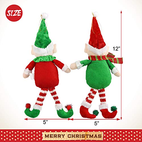 Athoinsu 4 Pack Christmas Elves Doll Pendants Hanging Ornaments Xmas Elf Boy Girl Holiday Decorations Gifts For Kids Family, 12'' #TOP5