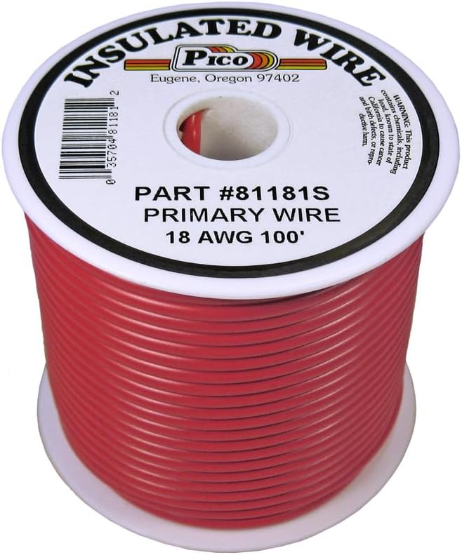 PICO Wiring Accessories 81181S Primary Wire - 18 AWG, Red, 100' Spool