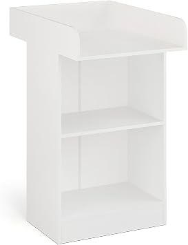 KOMTO Baby Changing Unit, Nursery Table with 2 Open Shelves, White Storage Unit for Baby, Space Saving Changing Station | Lulliblox M1
