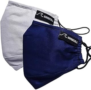 SwimCell N95 Face Masks Washable UK Men Women and Kids. Adjustable Toggles and Nose Wire For Glasses Wearers. 3 Ply Cotton With Filter Pocket and 4 x PM2.5 Filters. 2 x N95 Masks Reusable.
