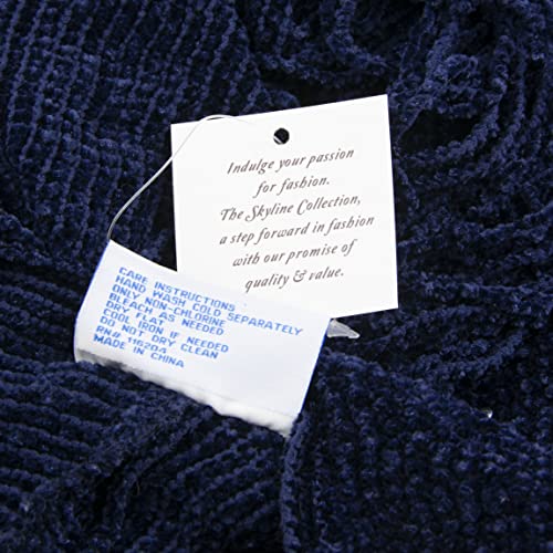 Women's Knitted Chenille Poncho in Navy, One Size Blue4