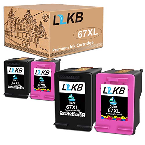 L2KB Remanufactured Ink Cartridge Replacement for HP 67XL 3YM56AN Black Color 4 Pack Ink Cartridge Envy 6052 6055 6058
