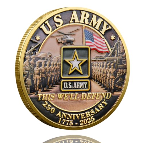 250th Anniversary Army Challenge Coin Commemorative Coin Tribute to The U.S. Army’s 250th Anniversary Collectible Challenge Coin for Veterans, Active Duty Members, and Patriots (C)