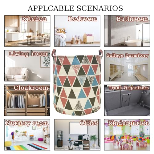 Image of Waterproof Laundry Hamper Collapsible Laundry Basket Leather Handle Laundry Bag Large Clothes Storage Toy Organization for Bathroom Bedroom Laundryroom College Dorms (Caisanjiao-002)