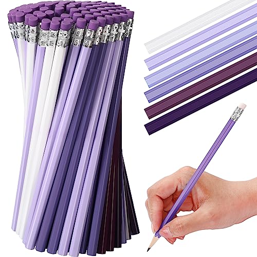 Lápices HB #2 TecUnite 240 piezas con borrador morado miniatura 2