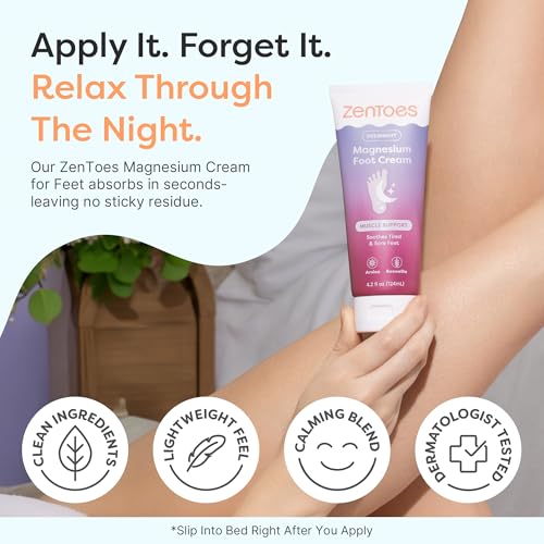 ZenToes Magnesium Cream with Arnica | Relaxation Support & Moisturizing Foot Cream for Legs & Calves | Magnesium Lotion for Feet & Sleep Support | Relaxing Nighttime Foot Balm | 4.2oz - Image 4