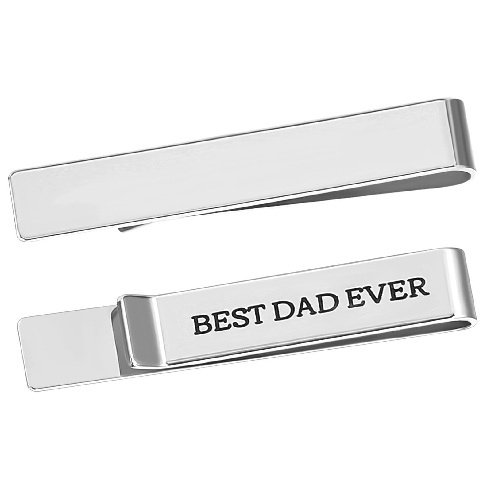 Liliaafar 1set Tie Clips for Men Stainless Steel Tie Bars with Gift Box Best Dad Ever Gift Father of the Gifts(Silver)