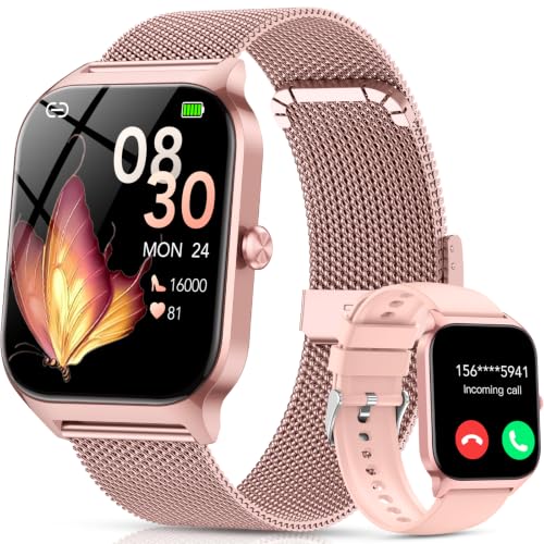 Image of Smart Watch for Women, Answer /Make Call /AI Voice,1.85 inch HD Smartwatch for iPhone /Samsung /Android, 120+ Sport Modes Fitness Tracker with Heart Rate /Sleep Monitor,IP68 Waterproof (2 Bands)