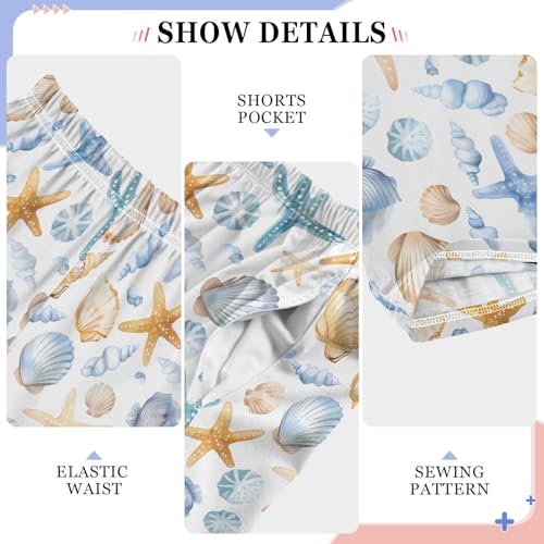 Pajama Pants Cute Seashells and Starfish PJ Bottoms Sleepwear Lounge Sleep Pant with Pockets4