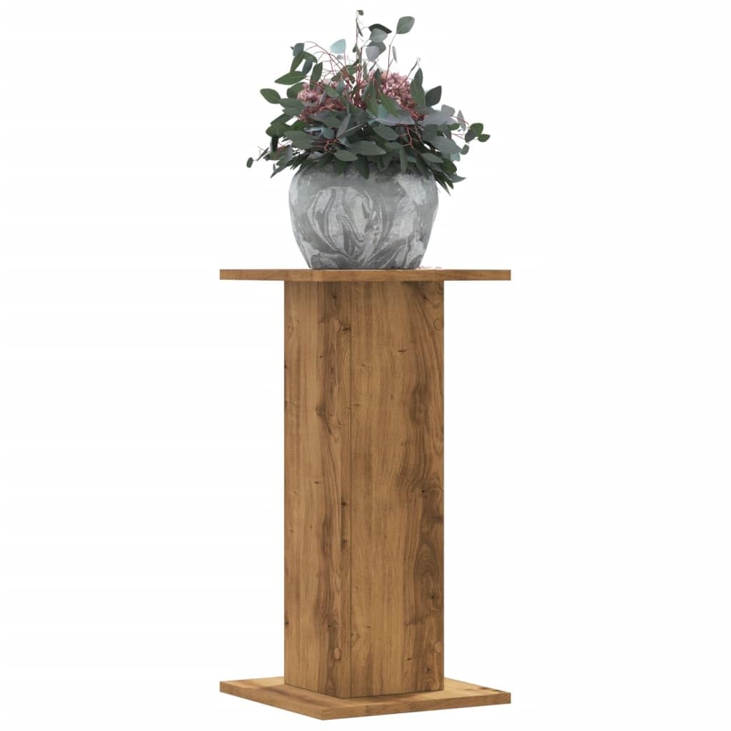 Pflanzenständer 2er Set Artisan-Eiche - Bluemensäule Holzwerkstoff für Pflanzkübel Dekosäule Eckig - 30x30x60 cm Belastbar bis 60kg Blumentopfständer Hohl Befüllbar