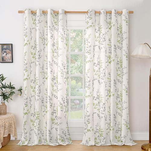 BGment Sage Green Linen Curtains for Living Room 95 Inch Length 2 Panels