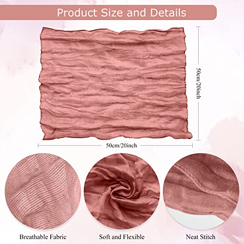 12 Pack Cheesecloth Napkins 20×20 Inches Dusty Rose Gauze Fabric Cloth Multipurpose Table Napkins With Wrinkle Bulk For Valentine's Day Dinner Wedding Party, Dusty Pink #TOP2