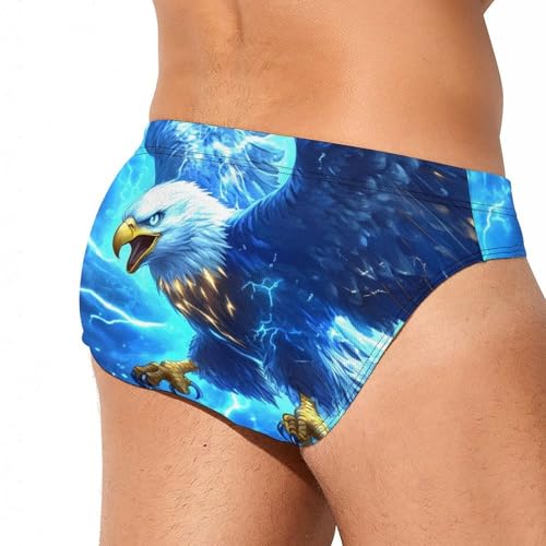 Ea-gles Braving Thunders Printed Swim Briefs for Men Sexy Bikini Swimwear Elastic Beach Trunks Bathing Suit4