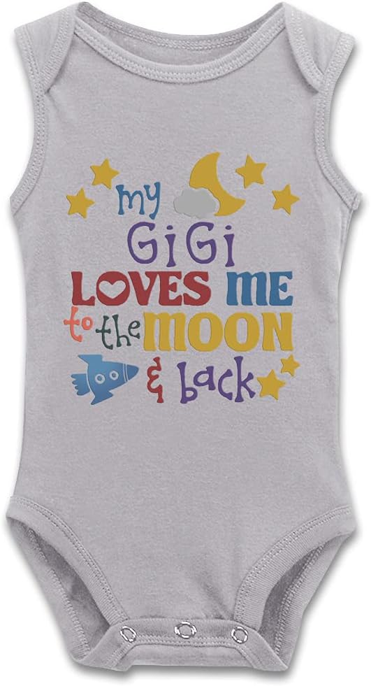 DOQOSESHY My Gigi Loves Me to The Moon Back Newborn Unisex 0-24 Months Bodysuit Jumpsuit, Long Sleeve-white