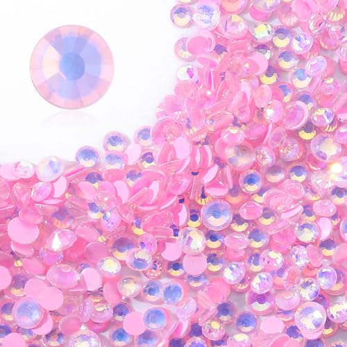 Image of F Pink Flatback Rhinestones, Glass Rhinestones for Nail Art and Craft, Glue Fix, Loose Crystal Gemstones(F Pink, SS10, 1440pcs, 2.7-2.8mm)