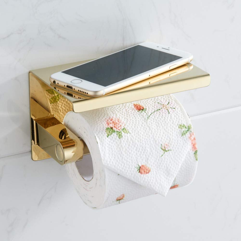 Portarotolo da Parete, portarotolo da Cucina, portarotolo Portarotolo in Acciaio Inossidabile con mensola for Telefono Bagno Rotolo di Carta igienica Accessori for Il Bagno Semplice