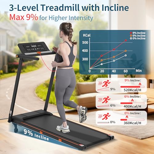 Image of Walking Pad Treadmill with Incline, 3 in 1 Under Desk Portable Folding Treadmill for Home /Office,3.0HP Small Walking Pad with Removable Desk Workstation & Handle 300 Lbs Capacity, 0.6-8.0MPH