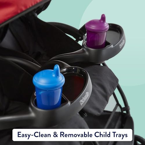 Miniatura 7 de Kolcraft Cloud Plus - Cochecito doble ligero con asientos reclinables y toldos extensibles rojonegro