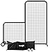 Yes4All Portable L-Screen Baseball 7x7ft with 2 Baseballs, Rubber Wheels - L Screen Baseball for Batting Cage, Protective Pitching Screen Net Double Layers, Carry Bag Included