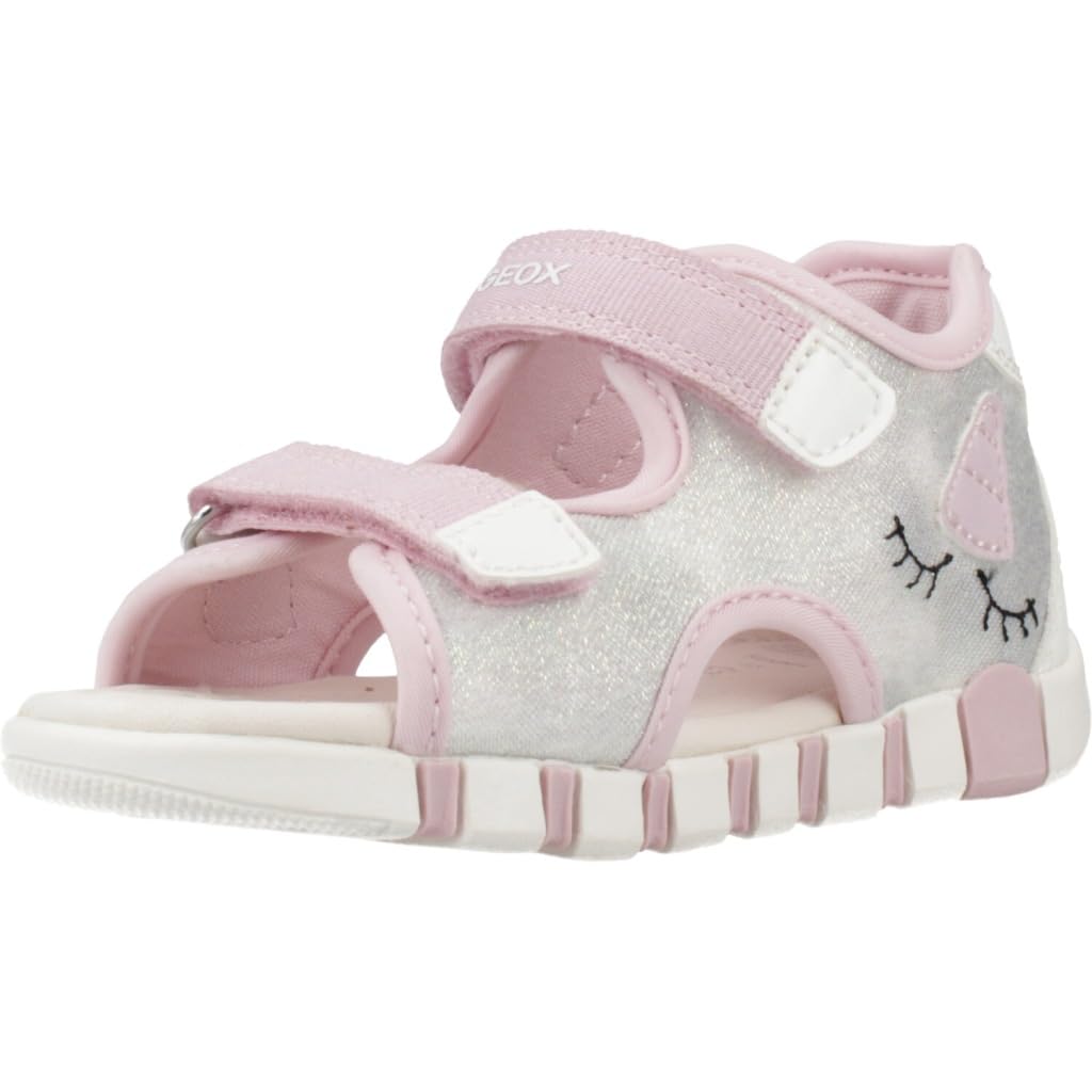 Geox Girls B Iupidoo Gir Sandal, Silver Pink, 8.5 UK Child