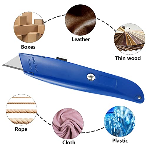Image of DIYSELF 2 Pack Utility Knife, All Metal Retractable Box Cutters (Blue) | Aluminum Alloy Heavy Duty Utility Knives for Packaging, Paper, Leather and Plastic; PVC Pipe Cutter for Work and DIY Projects