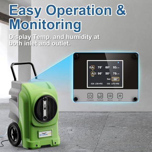 Image of ALORAIR 270 PPD LGR Commercial Dehumidifier with Pump & Drain Hose, Portable Industrial Dehumidifiers with Wheels for Water Damage Restore, Basement, Garage, 6 Years Warranty (Green)