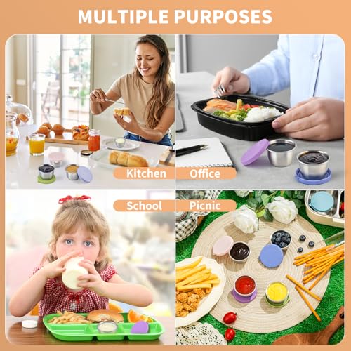 Image of 8 Pack - 2.4 Oz Small Salad Dressing Containers To Go, Sauce Cups with Lids