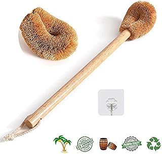 Wooden Toilet Brush, Natural Coconut Fiber Brush Head and Beechwood Handle for Bathroom Toilet, Deep Cleaning Toilet Scrubber Brush, Toilet Cleaning Brush, Eco Friendly Cleaning Products