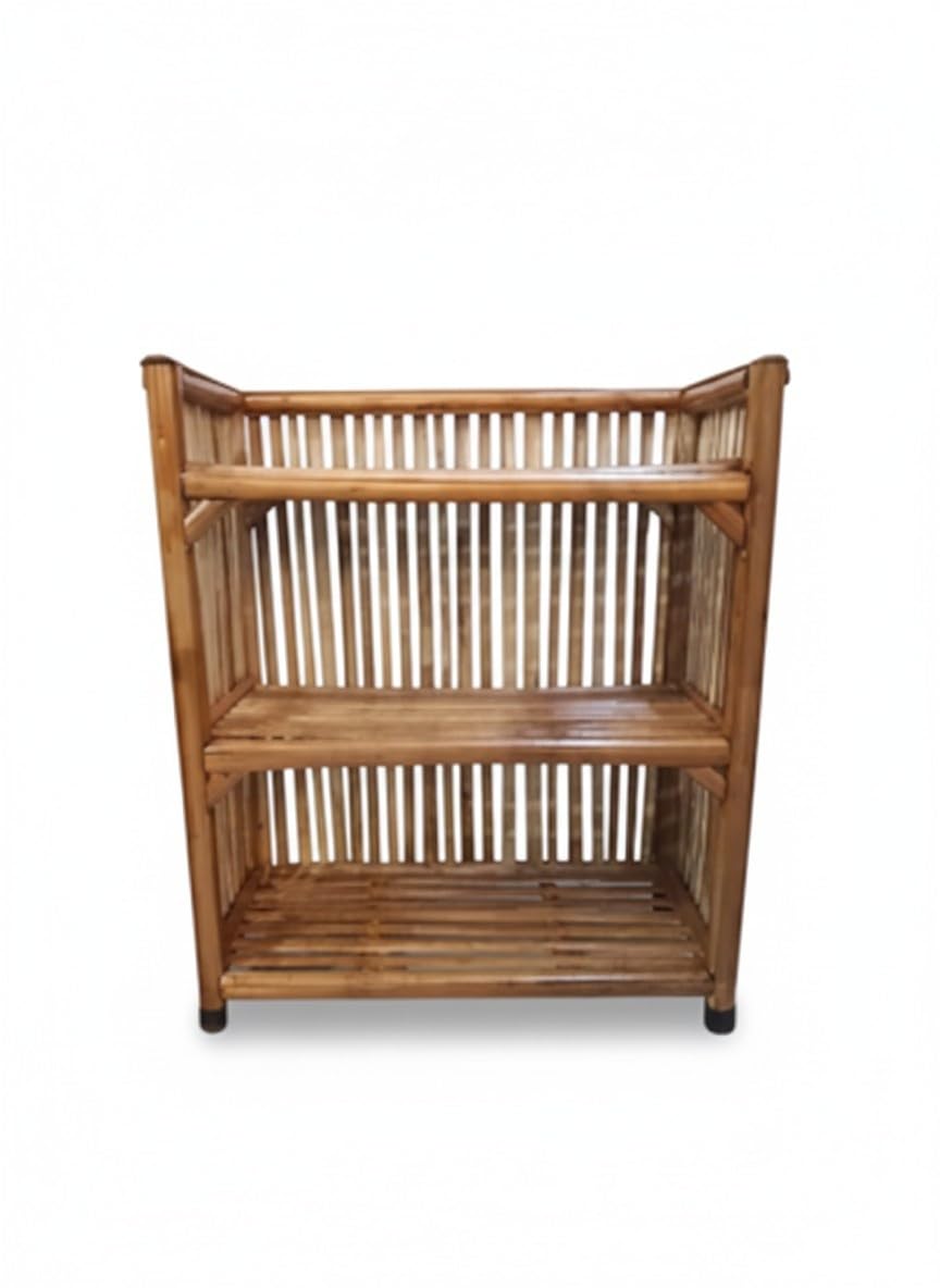 Wooden Shelf Bamboo 3-Tier Kitchen Organizer Shoes & Slippers Rack Books Shelves Planter Stand Office File Cabinet Utility Rack for Doorway,Hallway,Entryway&Balcony,Brown-picture-15