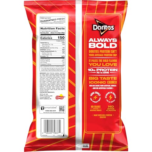 Doritos Protein Tortilla Style Chips, Nacho Cheese Flavored, 7 Oz image 5