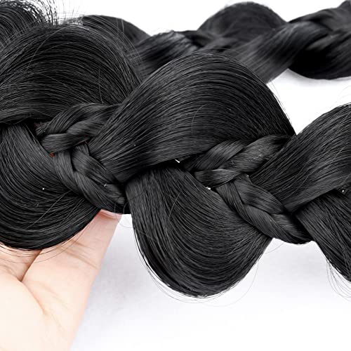 Gledola Bridal Hair Accessories Wide Kinky Fishtail Plaited Braids Headband Braided Synthetic Hair Elastic Stretch - Image 2