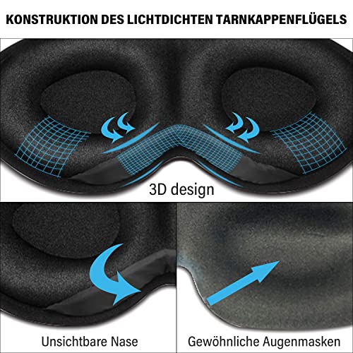 PEFOOK Slaapmasker, 3D verstelbaar elastiek, oogmasker, 100% huidvriendelijk, zijde, slaapmasker voor vrouwen en heren, blokkeert licht, slaapbril, cover voor reizen, yoga, nap, plus 2 oordopjes - Image 7