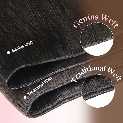 Image of GOO GOO Genius Human Hair Extensions, Sew In Remy Weft, 4A Chocolate Brown 14inch 80g, Hand Tied