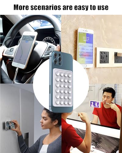 Image of 6 PCS Suction Phone Case, Phone Suction Sticker, Silicone Suction Phone Case for Hands-Free Mobile Accessory Holder Grip, Video Phone Accessory Compatible Mirror, Shower (6 Colors)