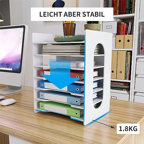 PUNCIA Dokumentenablage A4 Briefablage 7 Ablagefächer PVC Schreibtisch Datei Organizer Papierablage Aktenaufbewahrung Ablagesystem Dokumentenhalter für Büro Arbeitszimmer Schule Office