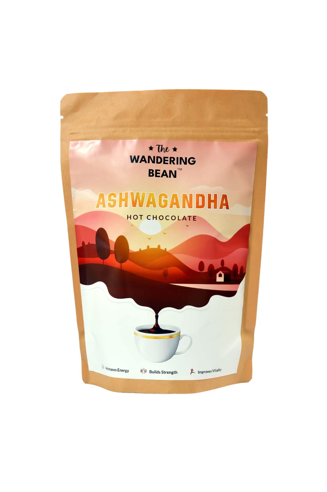 The Wandering Bean Jaggery Hot Chocolate | Thick and Chocolatey | 0% Refined Sugar| Sweetened with Organic Jaggery | Enjoy Hot or Cold | Vegan & Gluten-Free Best Gift Hamper (250gm, Ashwagandha Hot Chocolate)-image-8