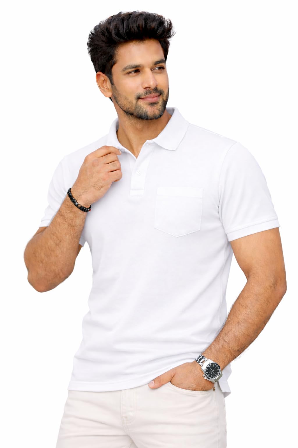sharx trends Premium Piqué Cotton Pocket Polo T-Shirt for Men | 210–220 GSM | Regular Fit | 2-Button Placket | Soft Breathable Fabric | XS–3XL-picture-39