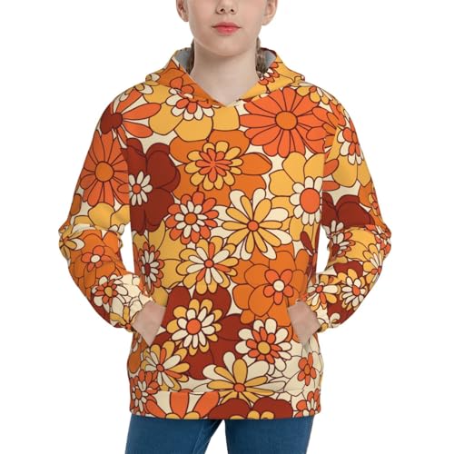 Hippie Flower Kids Pullover Hoodies Boys Sweatshirts Girls Athletic Clothes with Pocket