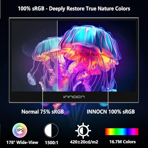 Image of INNOCN 15.6 inch Portable Monitor Touchscreen | 1080P | HDMI, USB C HDMI | for MacBook, Windows, Tablets, Android, Chrome, PS4, Switch, Mini PC | 400Nits | 100% sRGB