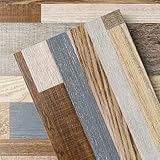 GreenFullHouse Peel and Stick Floor Tile, Vinyl Flooring Wood Look, 36-Pack 54 Sq.Ft, Multi-Colour, Rigid Surface Hard Core Easy DIY Self-Adhesive Flooring