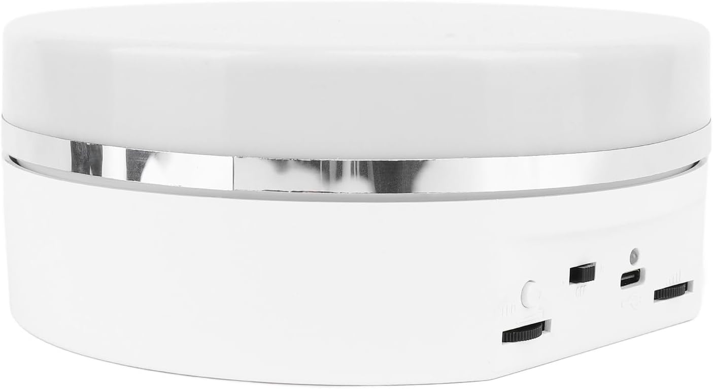 6.3インチ回転ディスプレイスタンドLEDライト、速度調整可能な360度電動回転ターンテーブル、製品ショーライブストリーミングジュエ