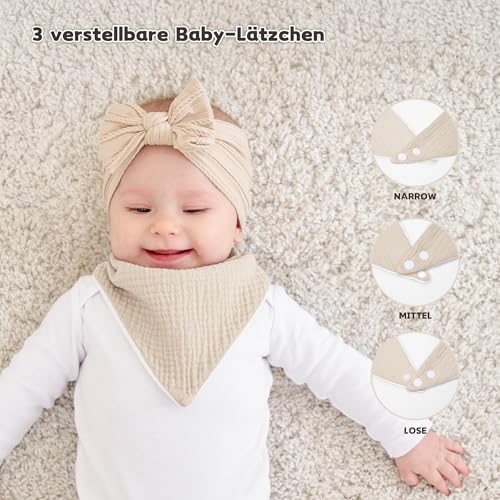 Susurration Lätzchen Baby Dreieckstuch Baby Musselin Halstuch Baby für Junge und Mädchen,Sabberlätzchen Baby Verstellbare (Rosabraun) – Ansicht 2