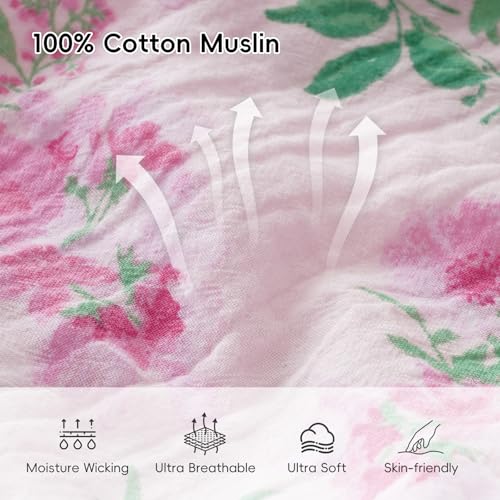 Image of david's kids Muslin Cotton Baby Sleep Sack 18-24 Months, 2 Pack 100% Cotton Sleeping Bag for Summer, TOG 0.5 Baby Wearable Blankets with 2-Way Zipper, Soft Sleep Sacks for Newborn Infant, Floral